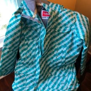 Girls turquoise snow board jacket. Size XL